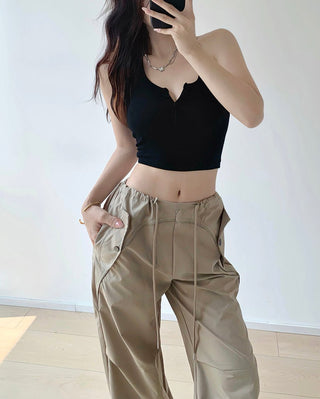 Drawstring loose slim sweatpants