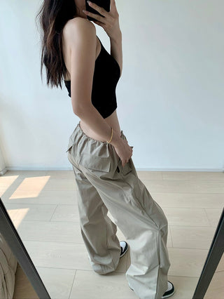 Drawstring loose slim sweatpants