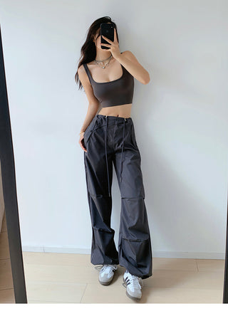 Drawstring loose slim sweatpants