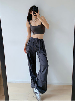 Drawstring loose slim sweatpants