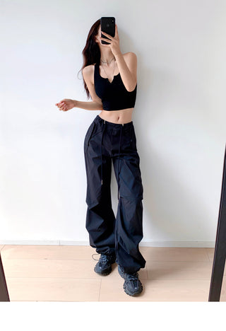 Drawstring loose slim sweatpants