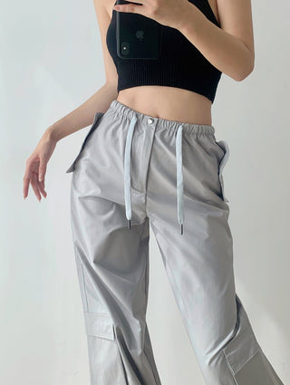 Low waist drawstring cargo trousers