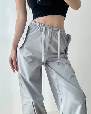 Low waist drawstring cargo trousers