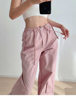 Low waist drawstring cargo trousers