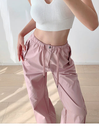 Low waist drawstring cargo trousers