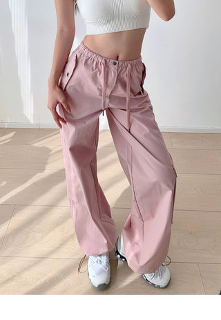 Low waist drawstring cargo trousers