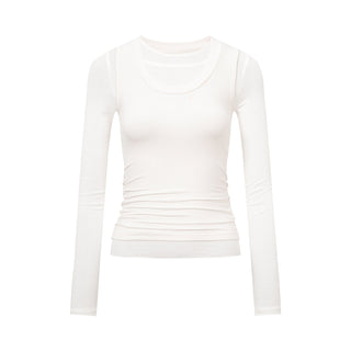 [NECY] Wing Embossed layered slim long-sleeved top