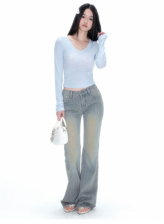 [NECY] Heart Lock Pocket Bootcut Jeans