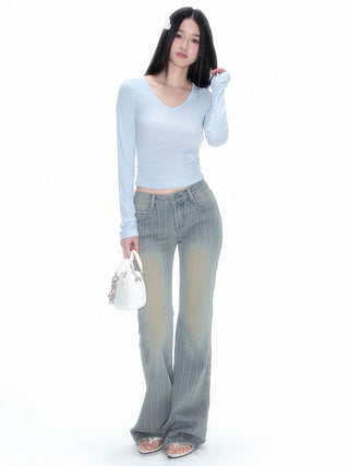 [NECY] Heart Lock Pocket Bootcut Jeans