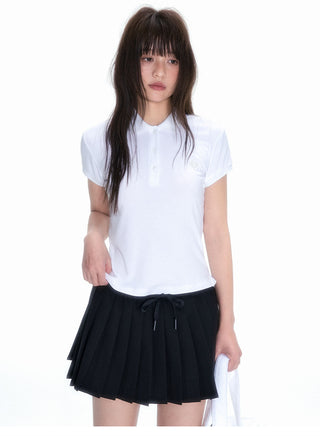 [NECY] Polo Shirt Heart Lock Embroidered Top