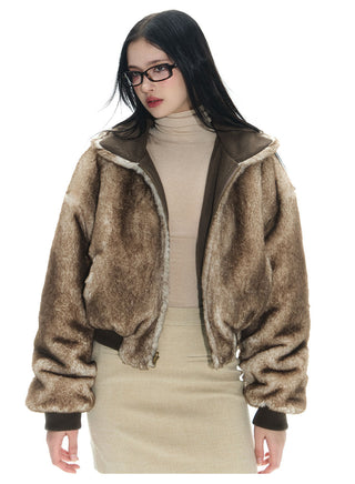 [NECY]  Mink-fur cotton-padded double-sided bommer jacket