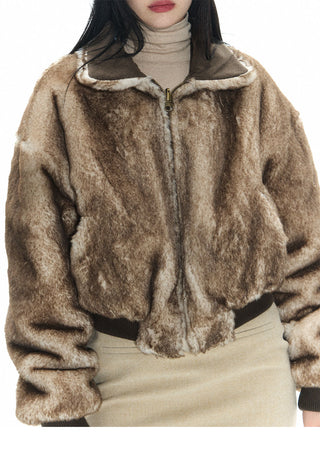 [NECY]  Mink-fur cotton-padded double-sided bommer jacket