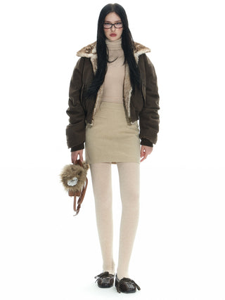 [NECY]  Mink-fur cotton-padded double-sided bommer jacket