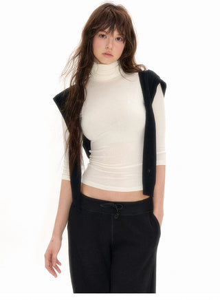 [NECY] 3/4 sleeve Slim fit turtleneck