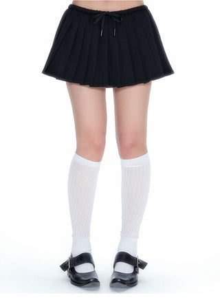 [NECY] Black Pleated A Line Summer Skirt