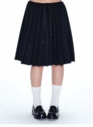 [NECY] Black Pleated A Line Summer Skirt