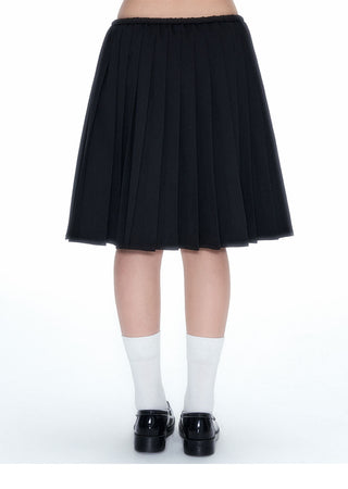 [NECY] Black Pleated A Line Summer Skirt