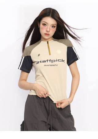 Retro contrast color sports top