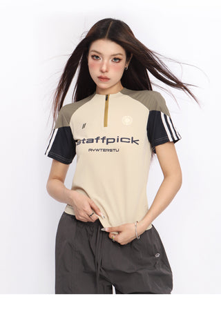 Retro contrast color sports top