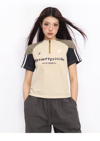 Retro contrast color sports top