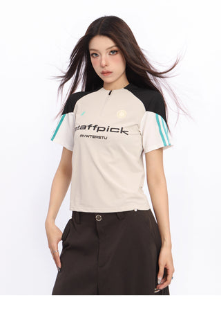 Retro contrast color sports top