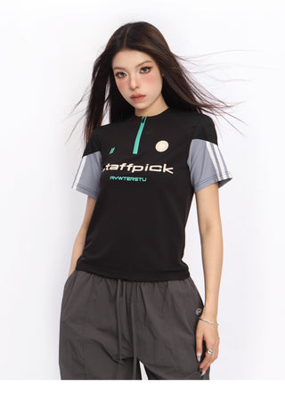 Retro contrast color sports top