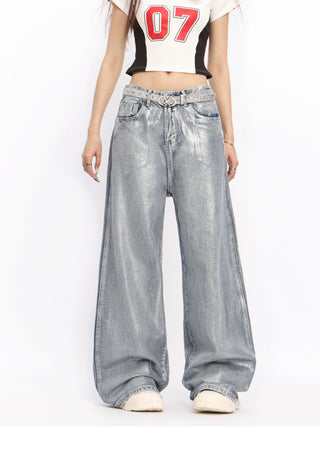 Distressed light-sensitive trousers