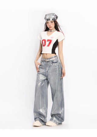 Distressed light-sensitive trousers