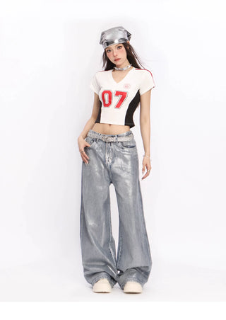 Distressed light-sensitive trousers