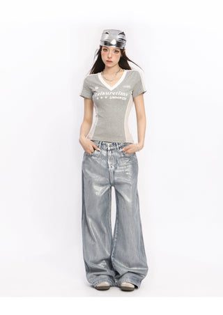 Distressed light-sensitive trousers