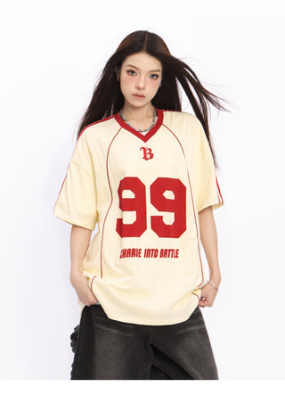 Oversized graphic sports jersey