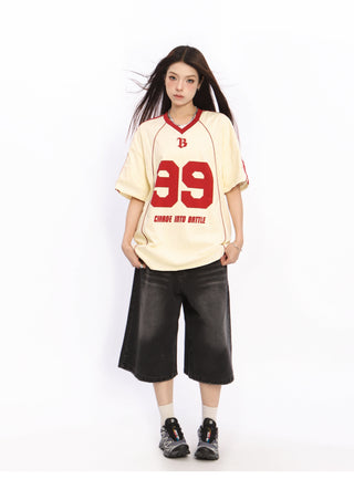 Oversized graphic sports jersey