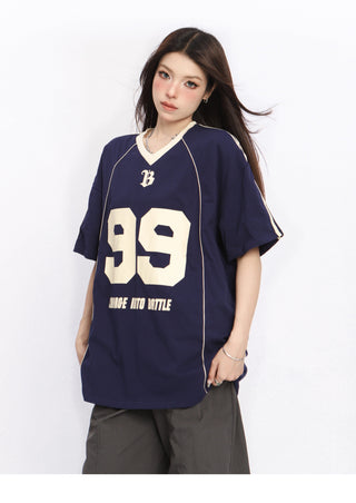 Oversized graphic sports jersey