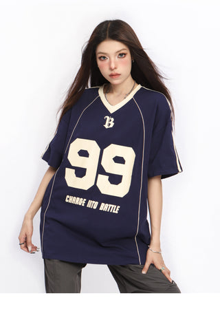 Oversized graphic sports jersey