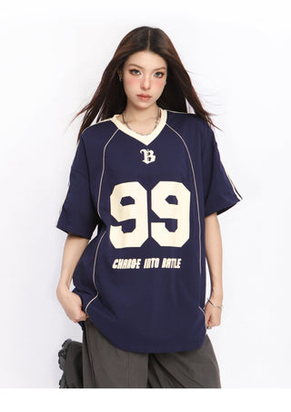 Oversized graphic sports jersey