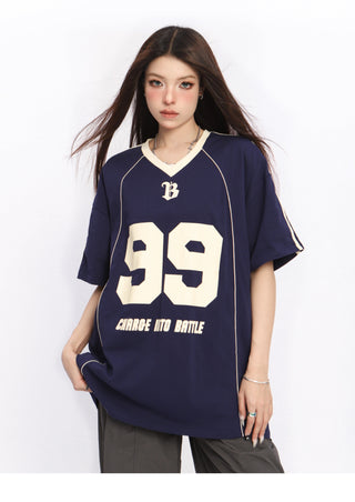 Oversized graphic sports jersey