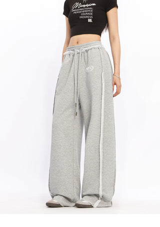 Lace Stripe wide-leg sports pants