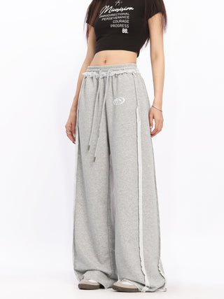 Lace Stripe wide-leg sports pants