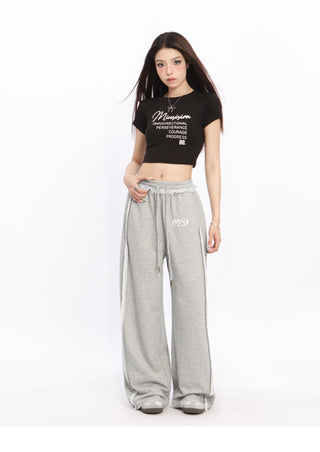 Lace Stripe wide-leg sports pants