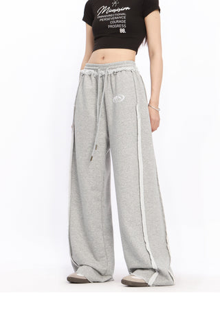 Lace Stripe wide-leg sports pants