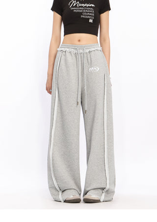 Lace Stripe wide-leg sports pants