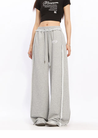 Lace Stripe wide-leg sports pants