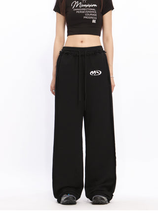 Lace Stripe wide-leg sports pants