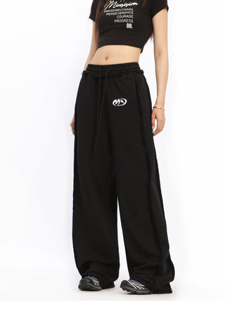 Lace Stripe wide-leg sports pants