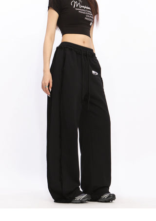 Lace Stripe wide-leg sports pants