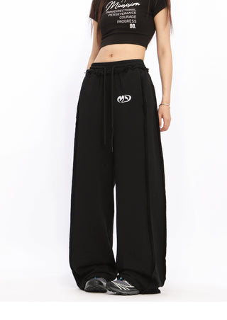 Lace Stripe wide-leg sports pants