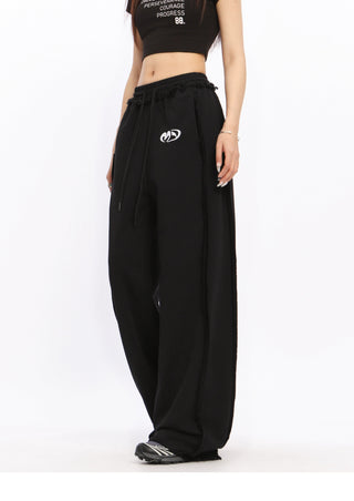 Lace Stripe wide-leg sports pants