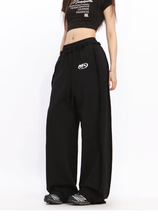 Lace Stripe wide-leg sports pants