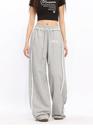 Lace Stripe wide-leg sports pants