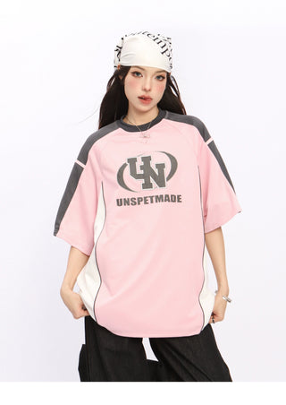 Oversized letter graphic blokette top